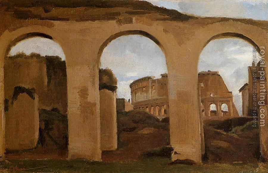 Jean-Baptiste-Camille Corot : Rome, The Coliseum Seen through Arches of the Basilica of Constantine